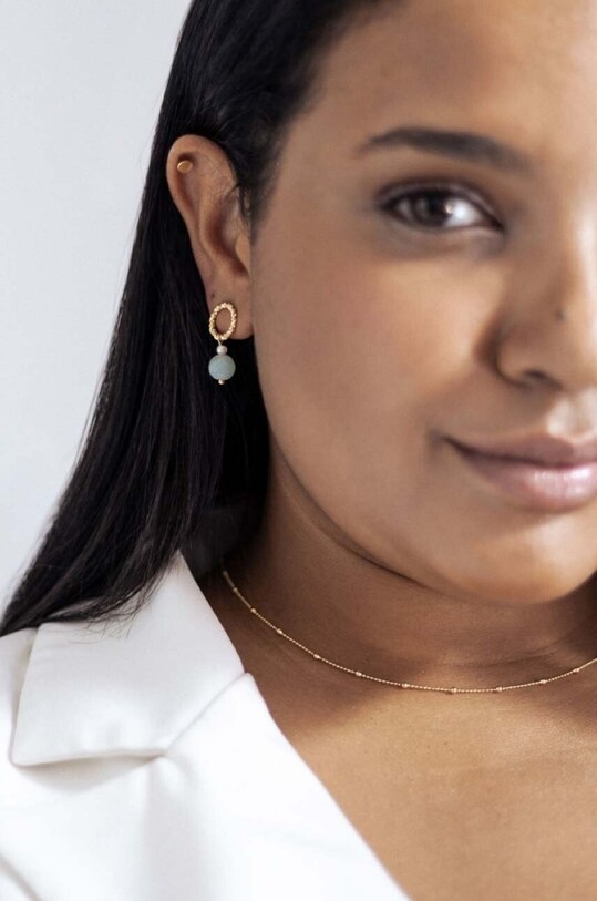 Ania Kruk - Ασημένια επιχρυσωμένα σκουλαρίκια Cosmo χρυσαφί SGCKS1690Z