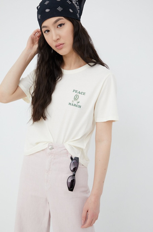 Odzież RVCA t-shirt bawełniany C3SSRP.VINTAGEWHI beżowy
