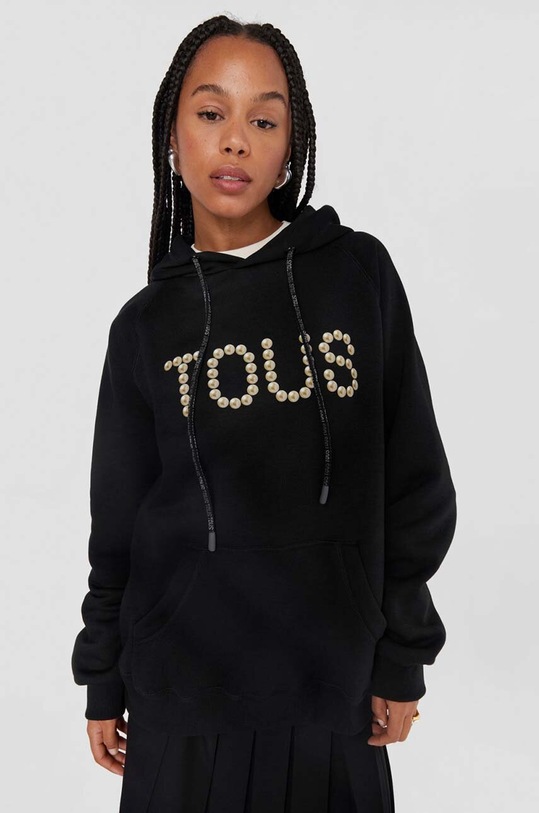 Tous bluza Logo Pearls z kapturem czarny 2001930551