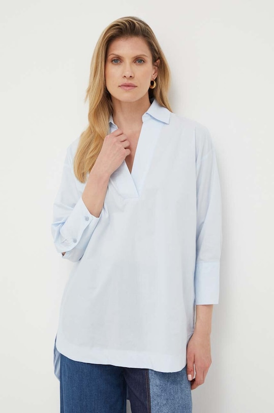 Pamučna košulja Silvian Heach bez uzorka plava GPP23346CA