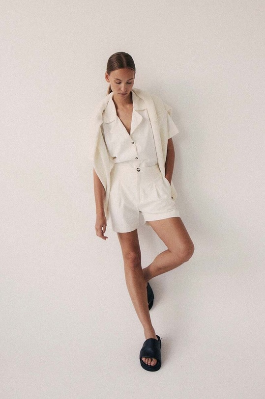 Πουκάμισο MUUV. POCHE λευκό koszula.POCHE.offwhite