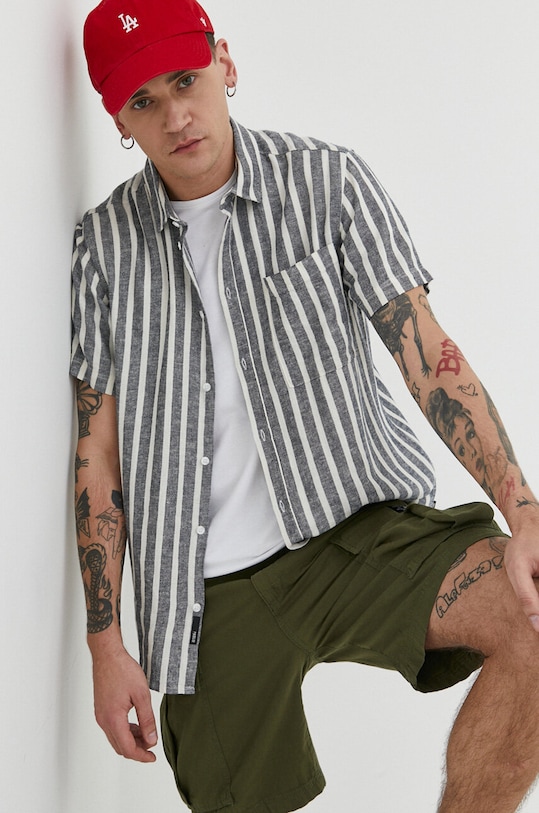 Сорочка з льону Solid візерунок темно-синій 21107688.194010