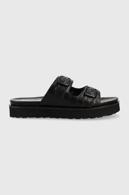 Kožené pantofle Charles Footwear Luisa lakovaná kůže černá Luisa.Sandal