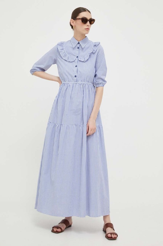 Silvian Heach rochie din bumbac maxi alb GPP23152VE