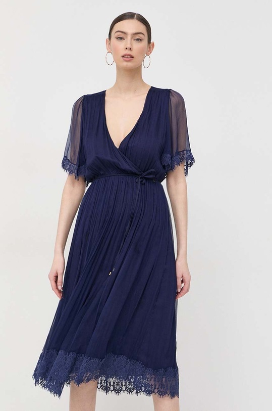 Nissa rochie de matase RC13119 bleumarin ZS23