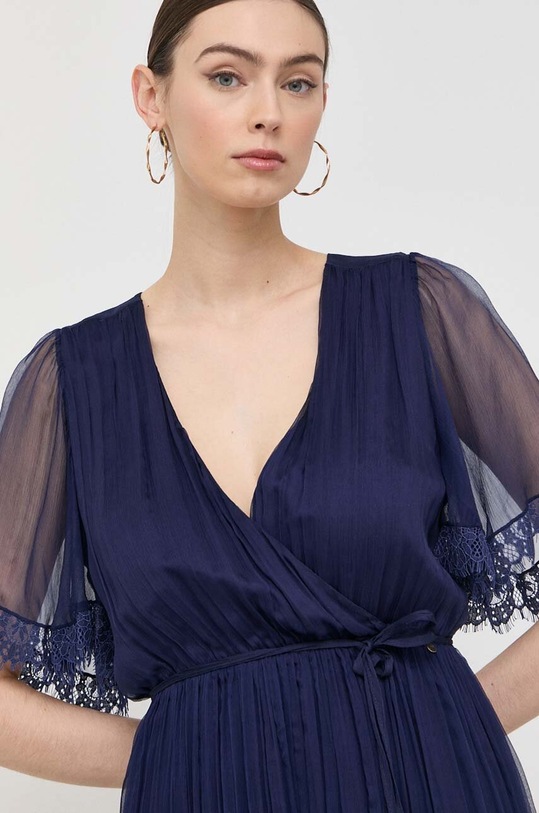 Nissa rochie de matase bleumarin RC13119