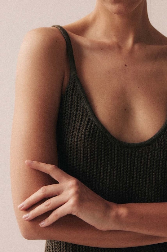 MUUV. sukienka bawełniana PETITE sukienka.kro.petite.gre zielony ZS23