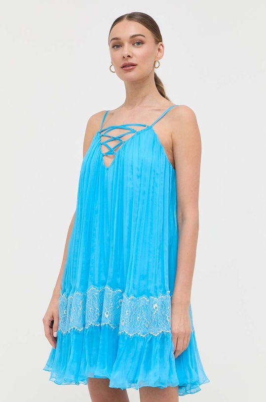 Nissa rochie de matase RS13875 albastru ZS23