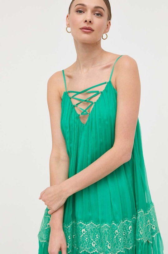 Nissa rochie de matase verde RS13875