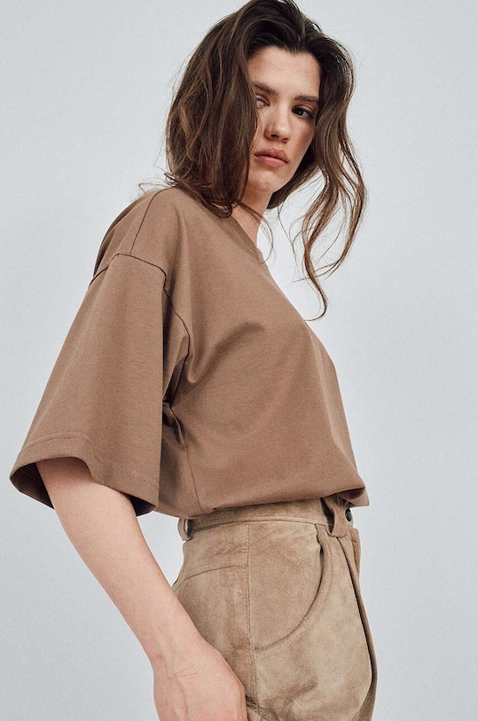 Odzież MUUV. t-shirt bawełniany READY TO WEAR tshirt.READYTOWEAR.blck brązowy