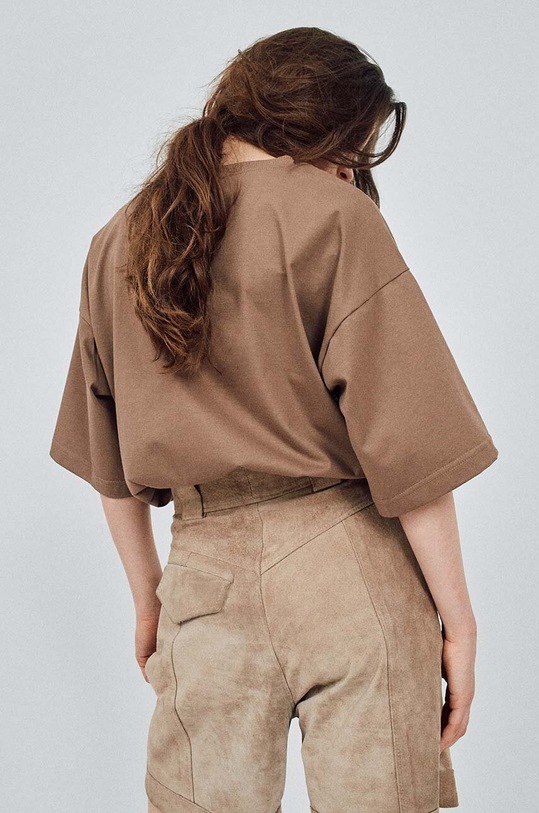 MUUV. t-shirt bawełniany READY TO WEAR brązowy tshirt.READYTOWEAR.blck