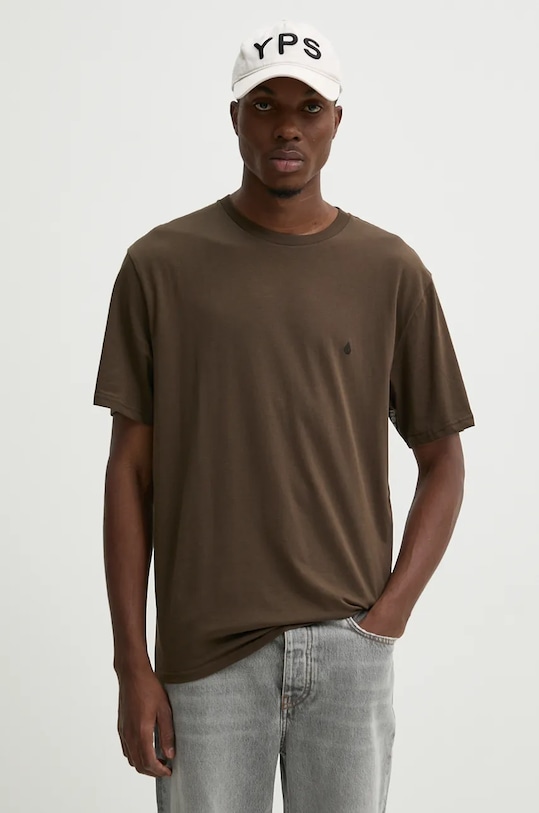 Bavlněné tričko Volcom hladký hnědá A3512326.WHT