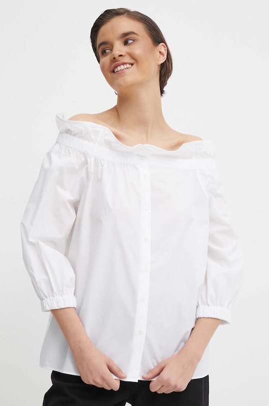 Mos Mosh camicetta in cotone semplice bianco 160130