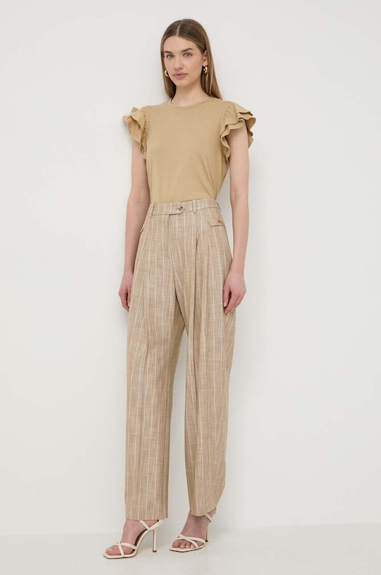 Bavlnené tričko Silvian Heach GPP24464TS béžová ZS24