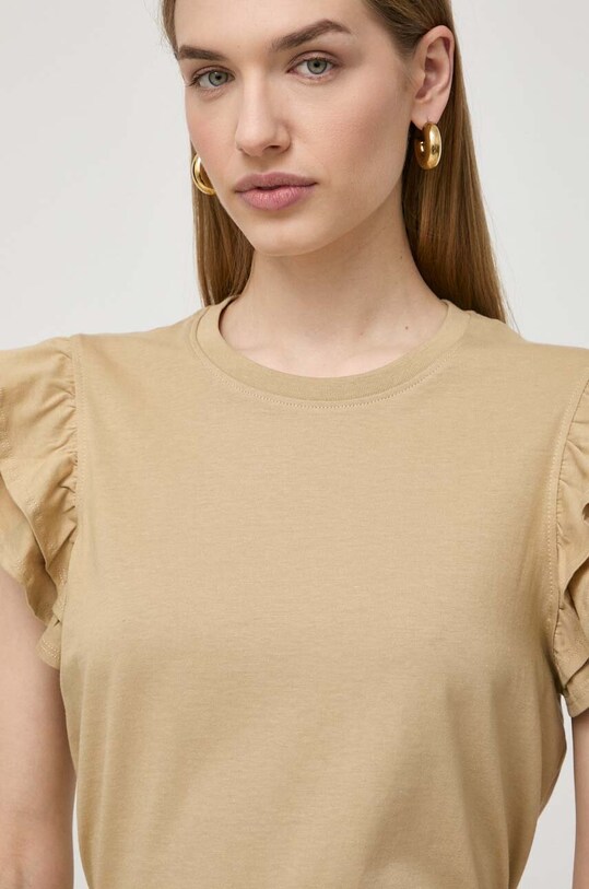 Silvian Heach tricou din bumbac bej GPP24464TS
