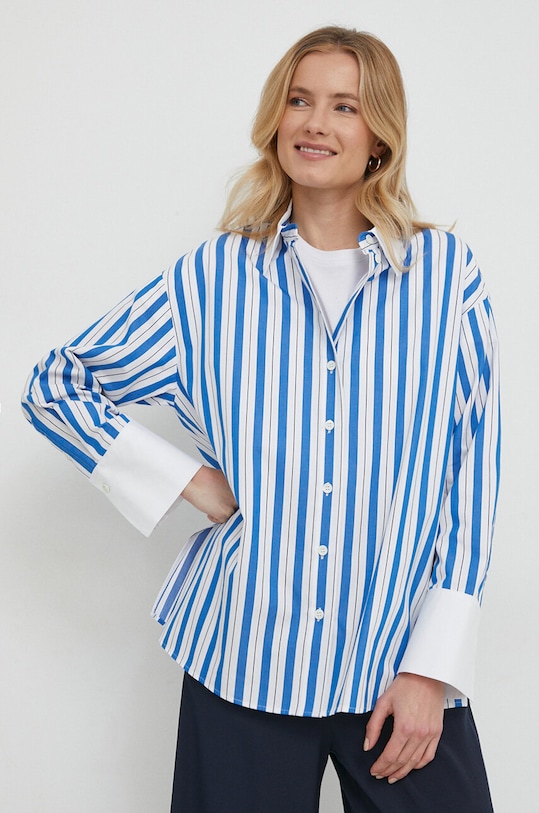 Seidensticker koszula bawełniana wzorzyste niebieski 60.135901