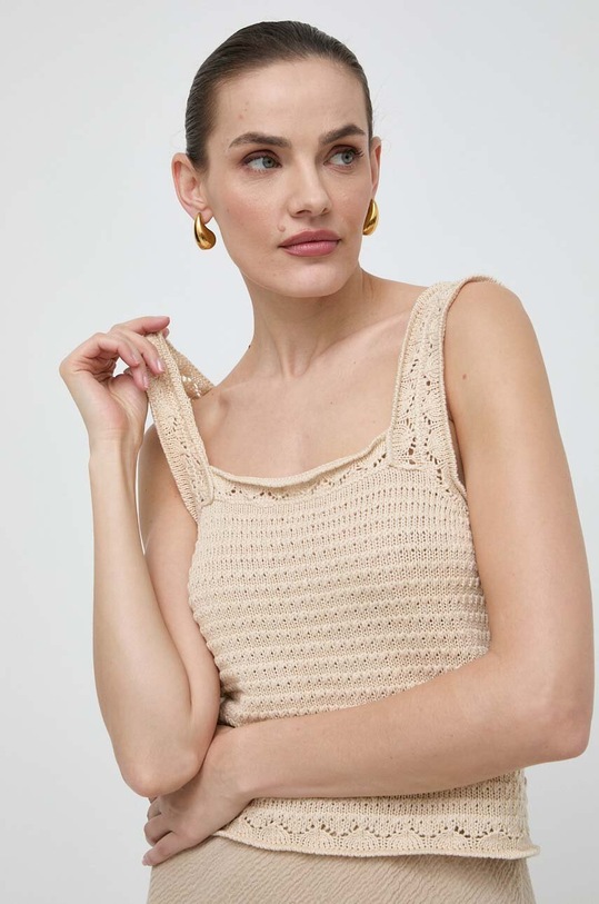 Liviana Conti top lniany beżowy L4SD03