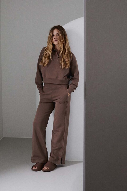 MUUV. bluza bawełniana FIN COTTON bluz.cropped.FIN.COTTON brązowy