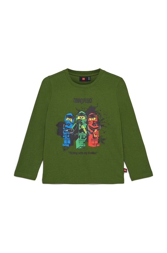 Lego longsleeve din bumbac pentru copii print verde 12011097