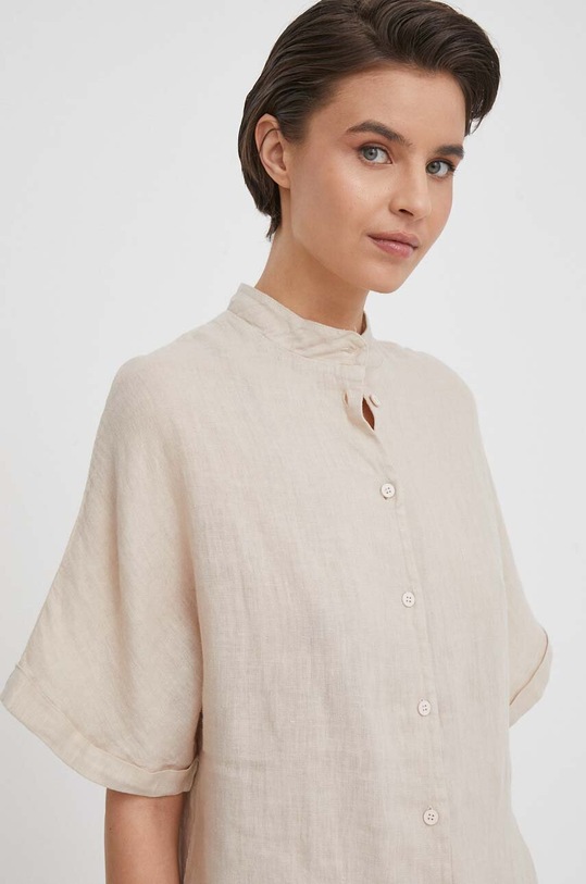 Bomboogie koszula lniana beżowy SW8395TLIV4