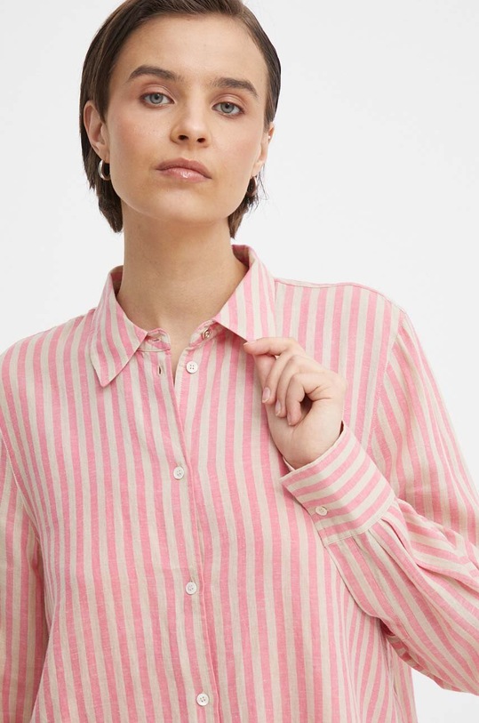 Lněná košile Mos Mosh růžová 159640