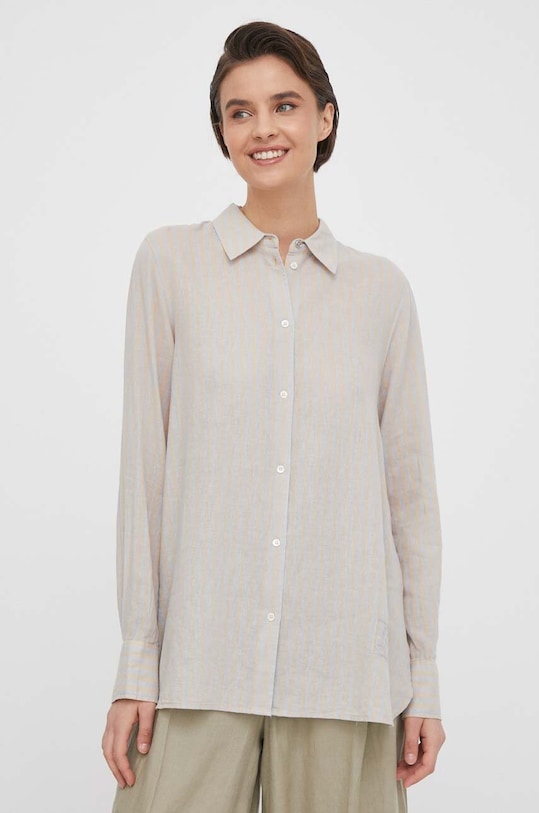 Mos Mosh koszula lniana regular niebieski 159640