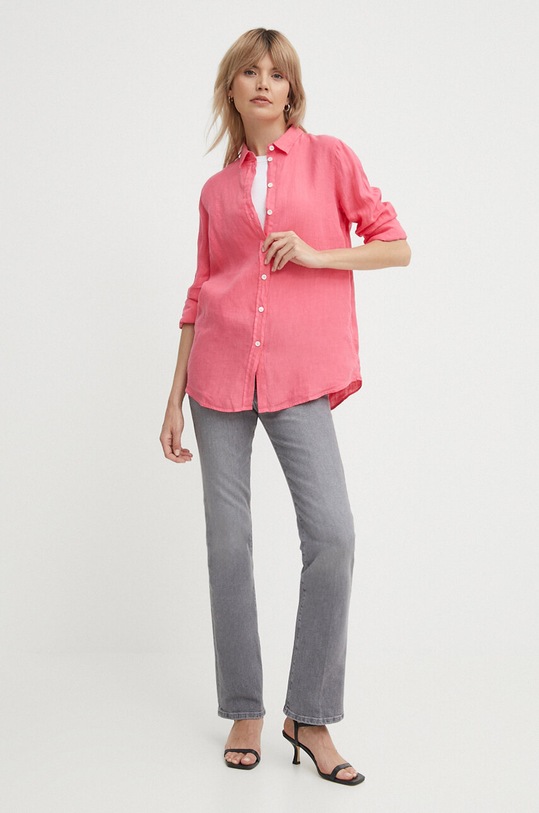 Mos Mosh koszula lniana regular różowy 160230