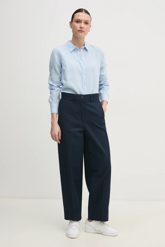 Mos Mosh koszula lniana 160230 niebieski ZS24