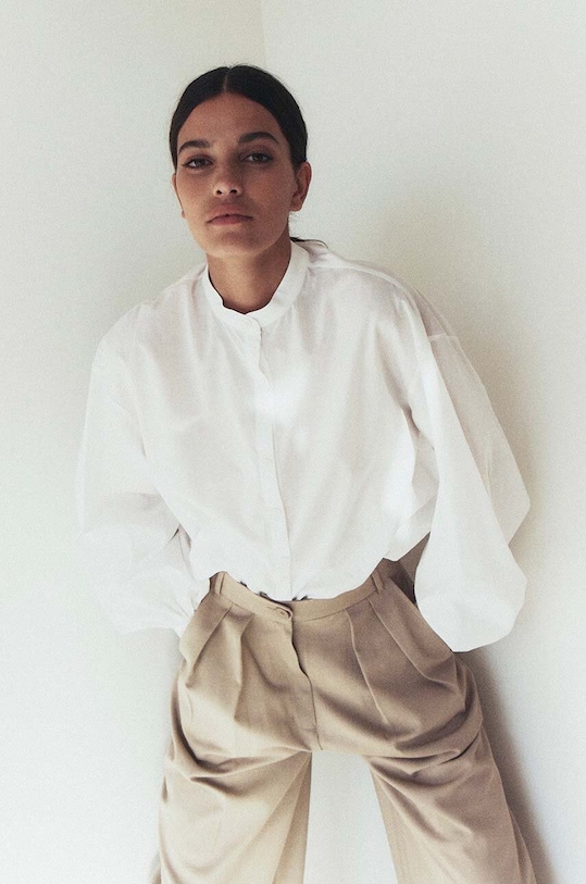 MUUV. camasa din bumbac Ample koszula.buf.rekaw.AMPLE alb ZW24