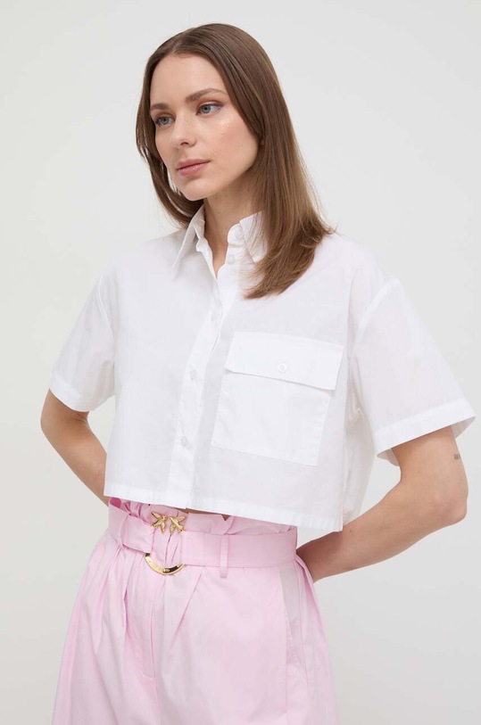 Pamučna košulja Silvian Heach bez uzorka bijela GPP24462CA