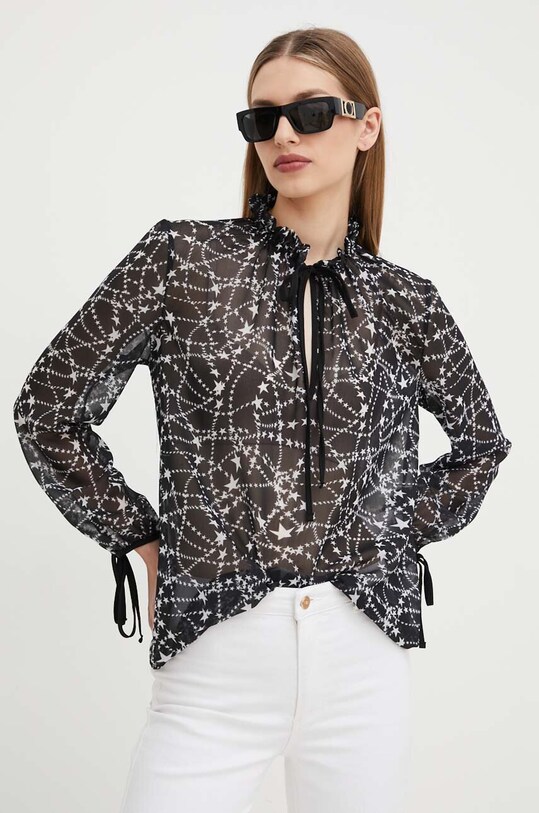 Silvian Heach bluza cu modele negru GPP24343BL