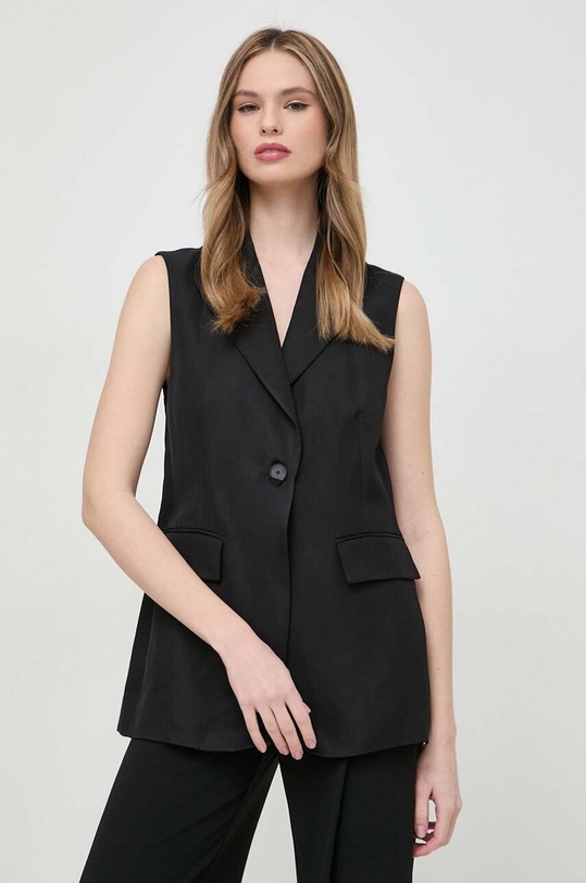 Îmbrăcăminte Liviana Conti vestă cu amestec de in L4SL80 negru