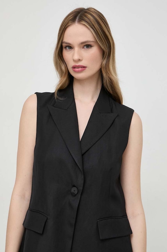 Liviana Conti kamizelka z domieszką lnu czarny L4SL80