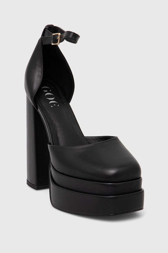 GOE czółenka skórzane słupek czarny NN2N4264.W2