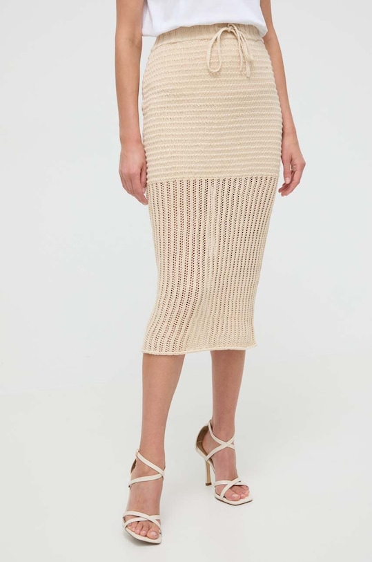 Liviana Conti spódnica lniana casual beżowy L4SD05