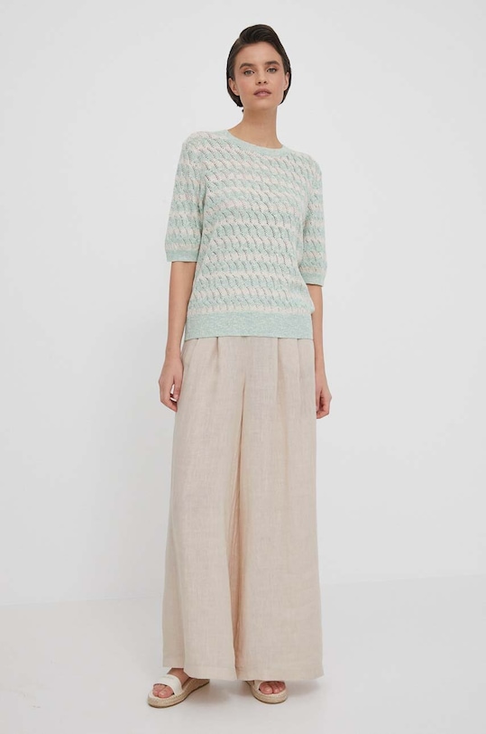 Bomboogie spodnie lniane PW8394TLIV4 beżowy ZS24