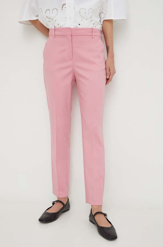 Liviana Conti pantaloni in lino misto alta rosa F4SP43