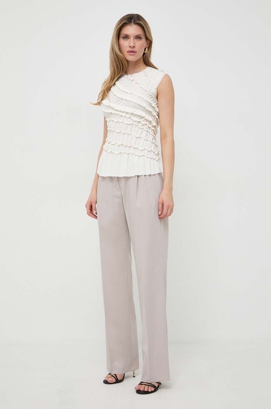 Liviana Conti spodnie z domieszką wełny F4SP41 beżowy ZS24