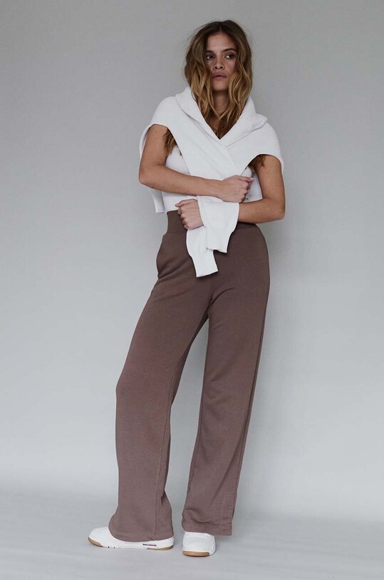 MUUV. pantaloni de trening din bumbac Fin Cotton bumbac maro spodnie.szer.FIN.COTTON