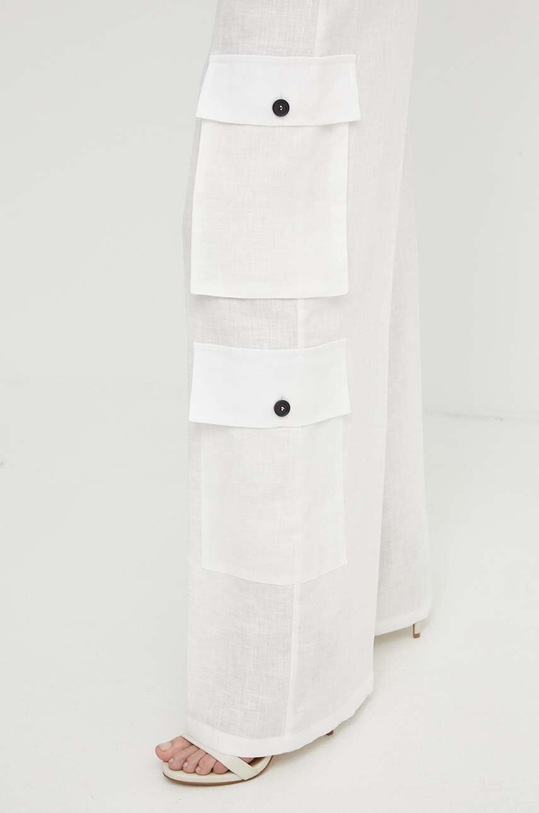 Liviana Conti spodnie lniane beżowy L4SL36