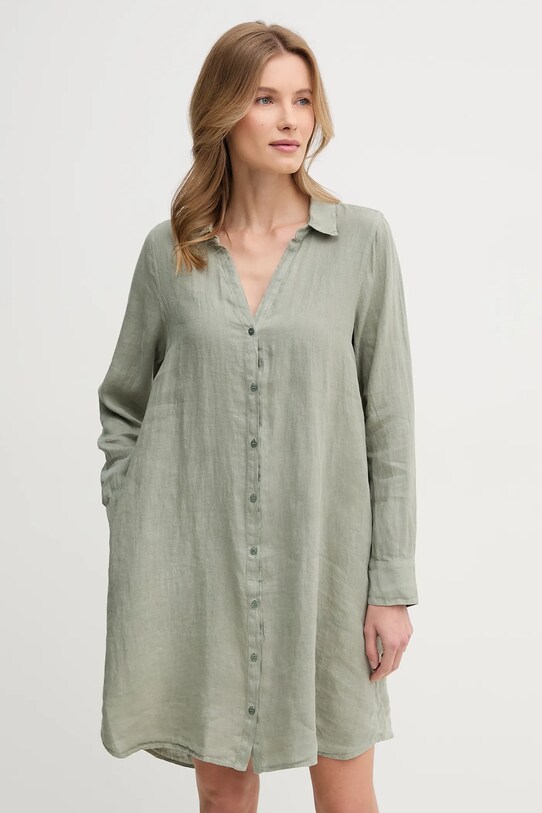 Mos Mosh rochie din in cu guler verde 160150