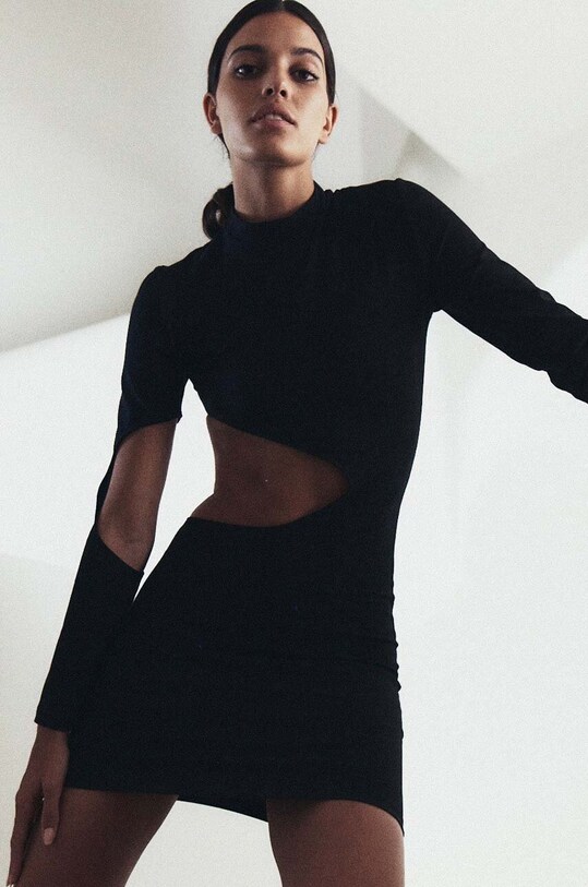 Хлопковое платье MUUV. Trou sukien.dlugi.rekaw.TROU чёрный