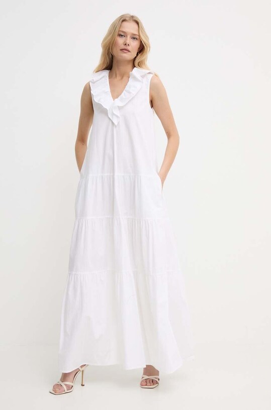 Silvian Heach rochie din bumbac maxi alb GPP24085VE
