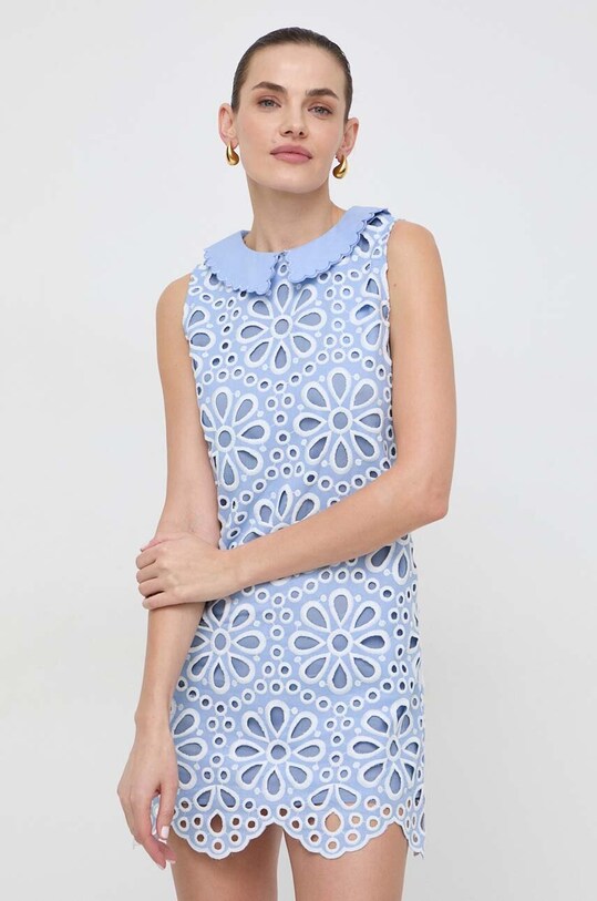 Silvian Heach rochie din bumbac mini albastru GPP24412VE