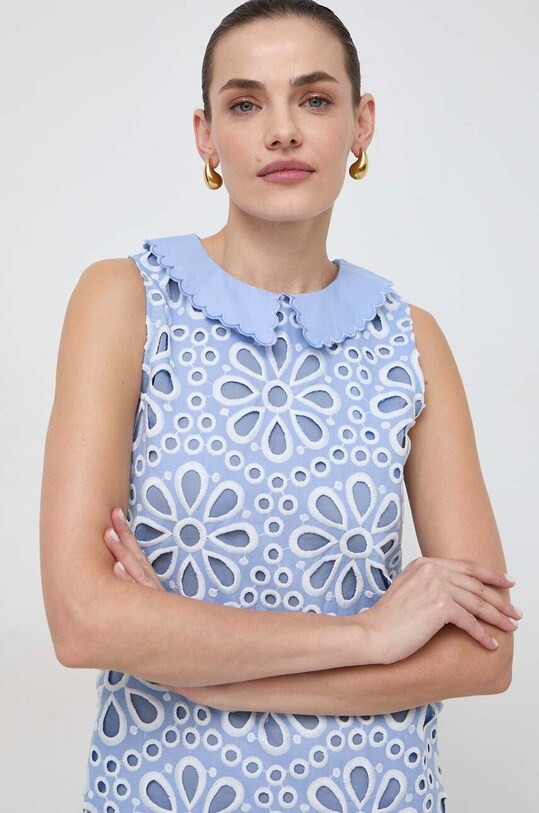 Silvian Heach rochie din bumbac albastru GPP24412VE