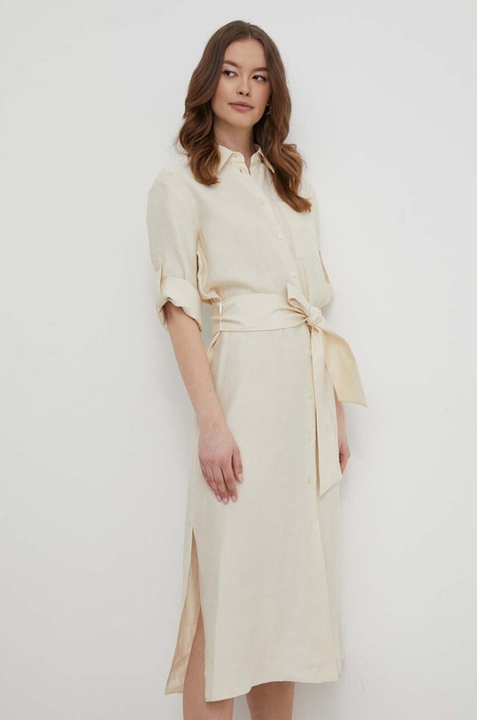 Ρούχα Φόρεμα από λινό μείγμα Seidensticker 60.136182 μπεζ