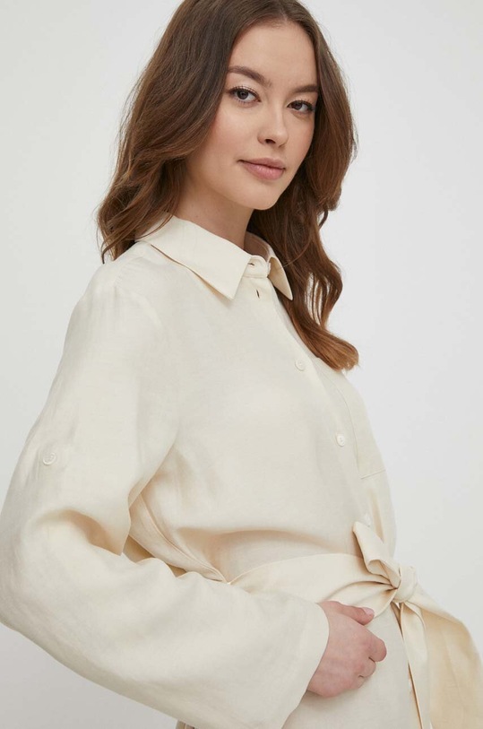 Φόρεμα από λινό μείγμα Seidensticker μπεζ 60.136182