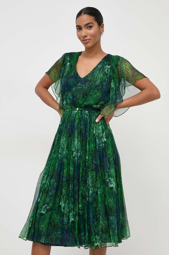 Nissa rochie de mătase midi verde RC14784