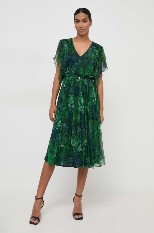 Nissa rochie de mătase RC14784 verde ZS24