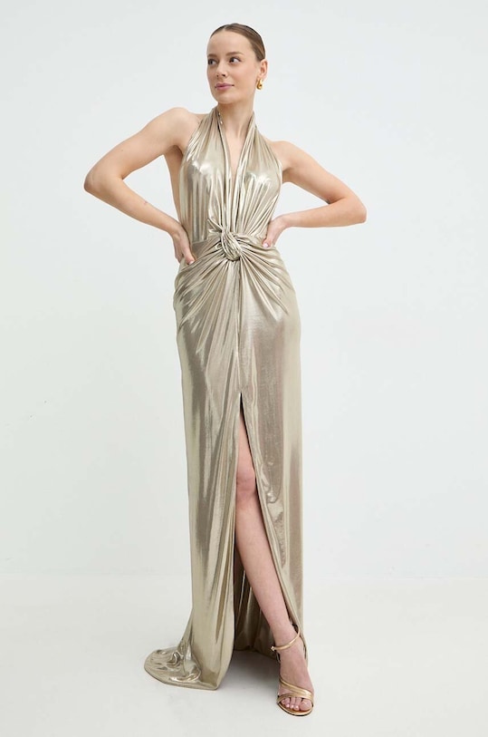 Nissa sukienka z elastanem złoty RS14865